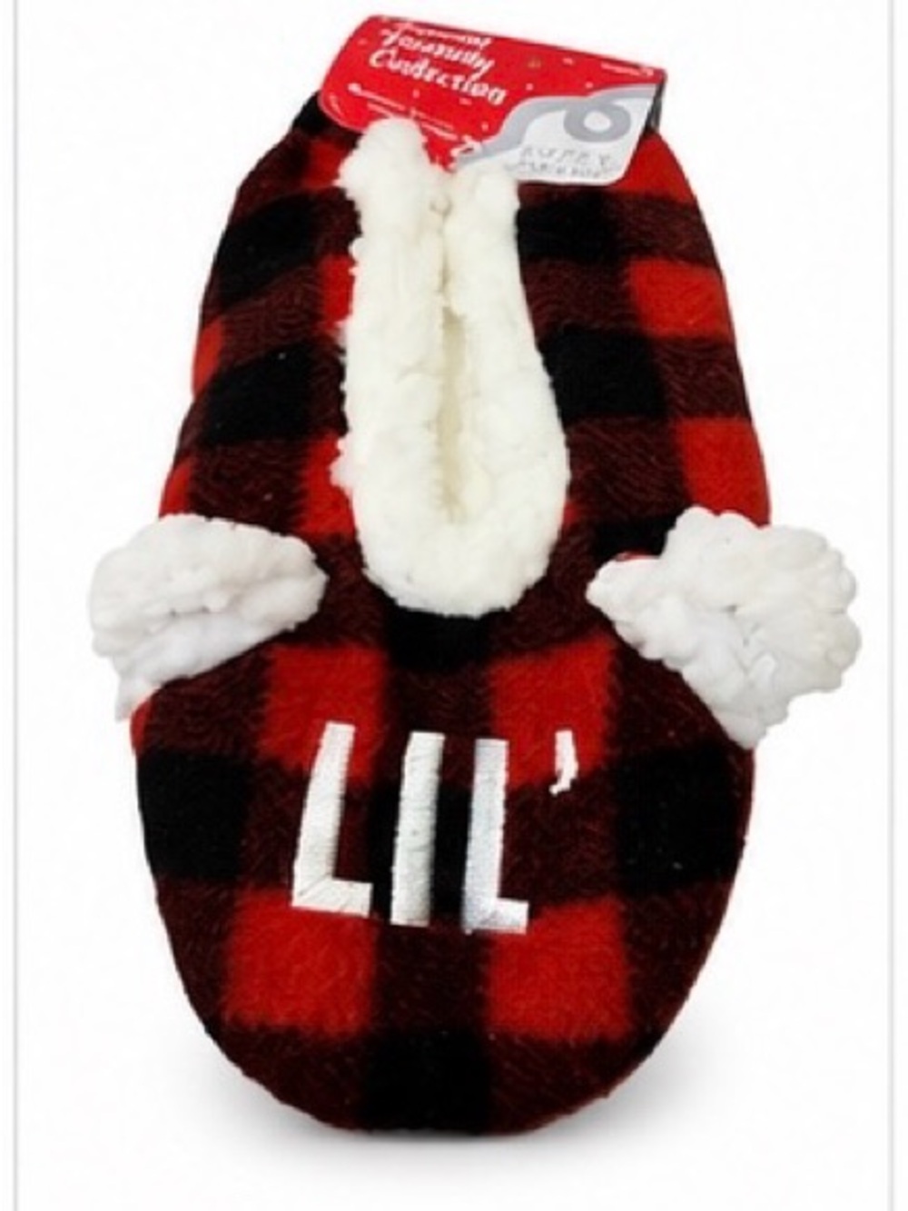 Babba Lil’ Bear Buffalo Plaid Slipper Socks Nonslip Holiday Gift NWT M/L 13/14